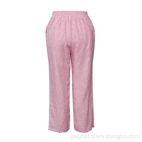 Women Loose Pocket Drawstring Wide Leg Pants